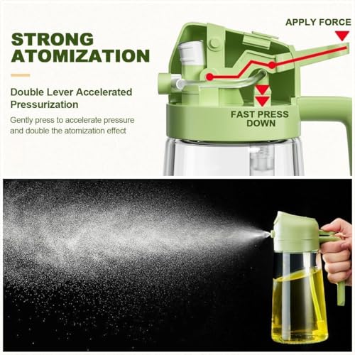 SiRaa Oil Dispenser Bottle for Kitchen - 2 in 1 Olive Oil Dispenser and Oil Sprayer - 470ml Olive Oil Bottle - Oil Sprayer for Cooking, Kitchen, Salad, Barbecue - Image 2