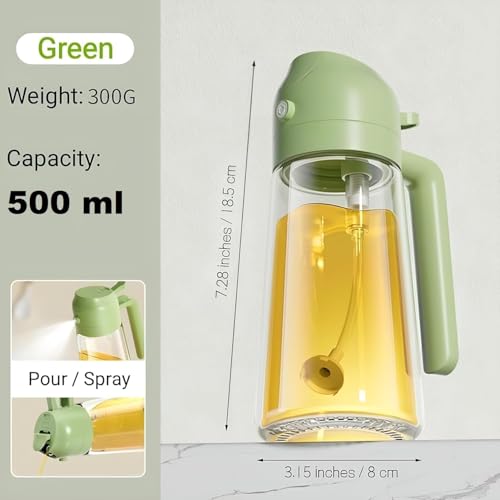 SiRaa Oil Dispenser Bottle for Kitchen - 2 in 1 Olive Oil Dispenser and Oil Sprayer - 470ml Olive Oil Bottle - Oil Sprayer for Cooking, Kitchen, Salad, Barbecue - Image 5