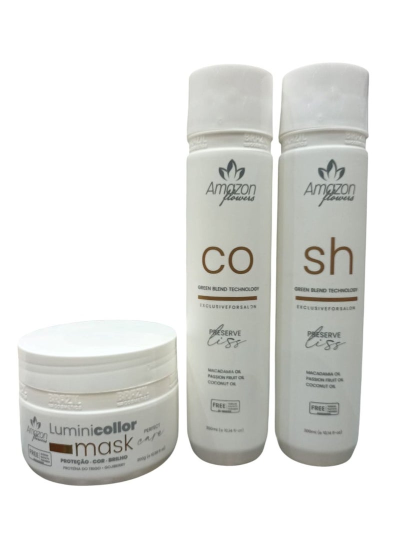 أمازون فلاور شامبو 300 مل وبلسم 300 مل وماسك 300 مل بالزيوت الطبيعية للشعر التالف والجاف