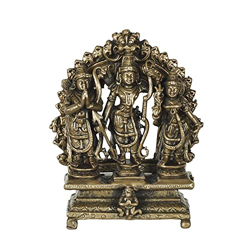 Bhimonee Decor Handmade Pure Copper Ram Darbar Murti | Rama Sita Lakshman Hanuman Idol | 2.65 Inch - Image 2