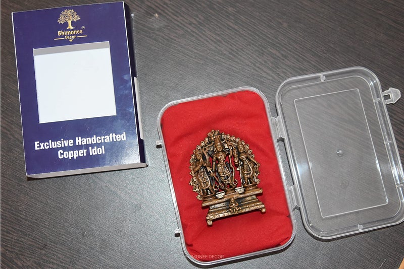 Bhimonee Decor Handmade Pure Copper Ram Darbar Murti | Rama Sita Lakshman Hanuman Idol | 2.65 Inch - Image 4