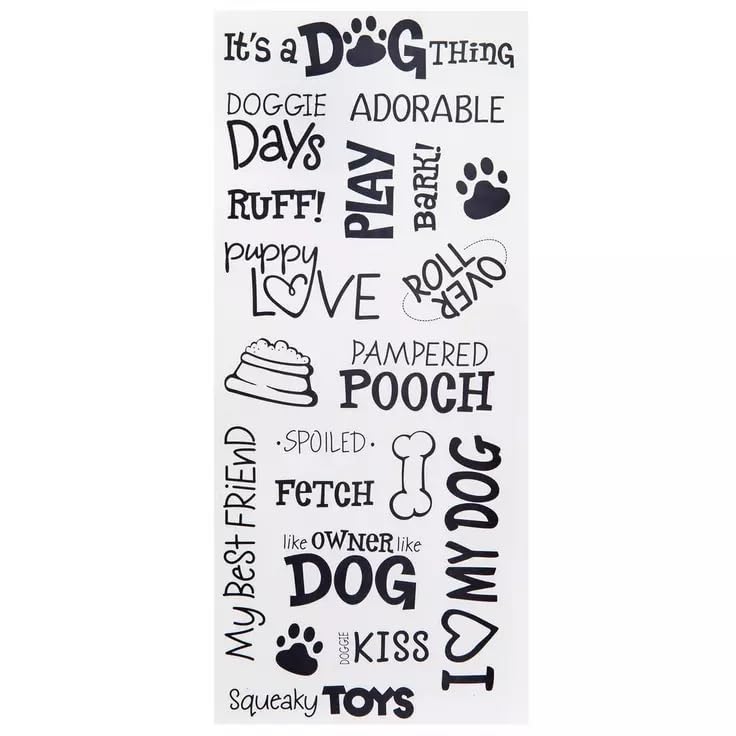 Stickabilities Bow Wow Dog Sayings Stickers BlackWhite for Scrapbooks Cards Crafts 20 Pieces