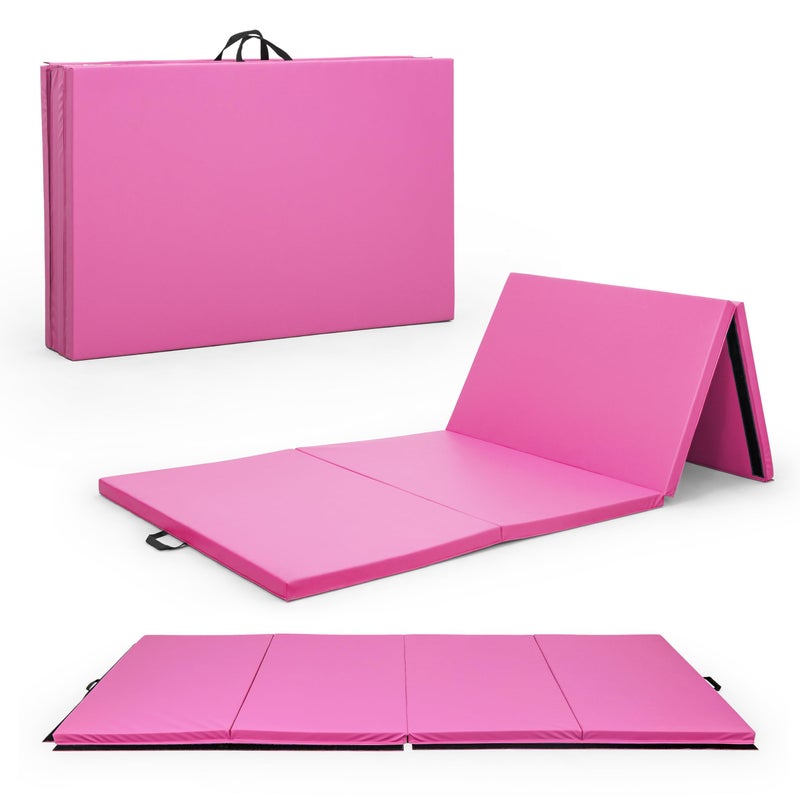 CAP Barbell Folding Exercise Mat â€“ Durable, Anti-Tear, Thick Padding for Fitness, Aerobics, Gymnastics & Home Workouts. 10' x 4' x 2" thick PINK - Image 1