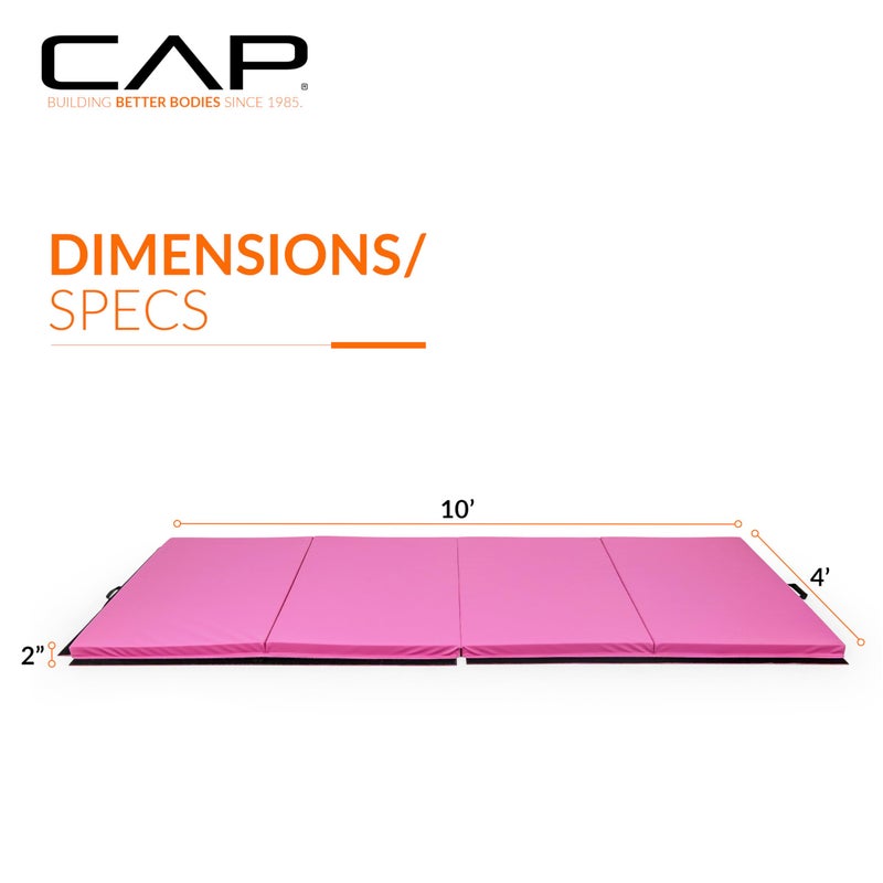 CAP Barbell Folding Exercise Mat â€“ Durable, Anti-Tear, Thick Padding for Fitness, Aerobics, Gymnastics & Home Workouts. 10' x 4' x 2" thick PINK - Image 4