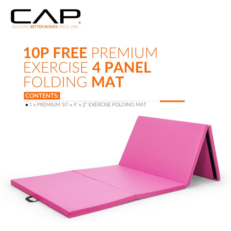CAP Barbell Folding Exercise Mat â€“ Durable, Anti-Tear, Thick Padding for Fitness, Aerobics, Gymnastics & Home Workouts. 10' x 4' x 2" thick PINK - Image 2