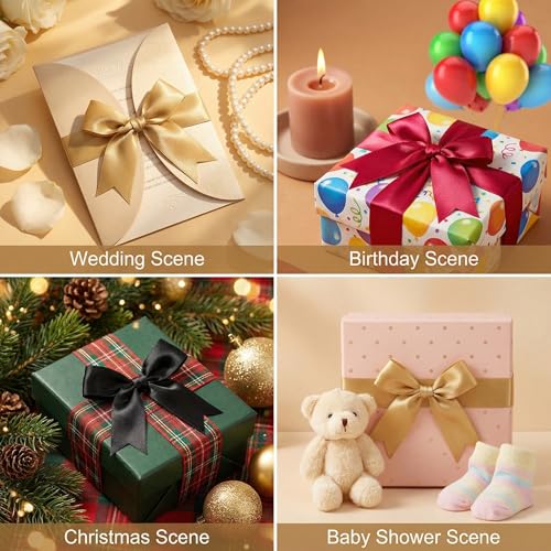 Luuao Gold Gift Wrap Bows – 50pcs 3.3 Inch Elegant Satin Bows for Gift Wrapping, Wedding Decor, Baby Shower, Party Decorations, Birthday, Easter, Christmas, Anniversary, DIY Crafts, Gift Bags - Image 5