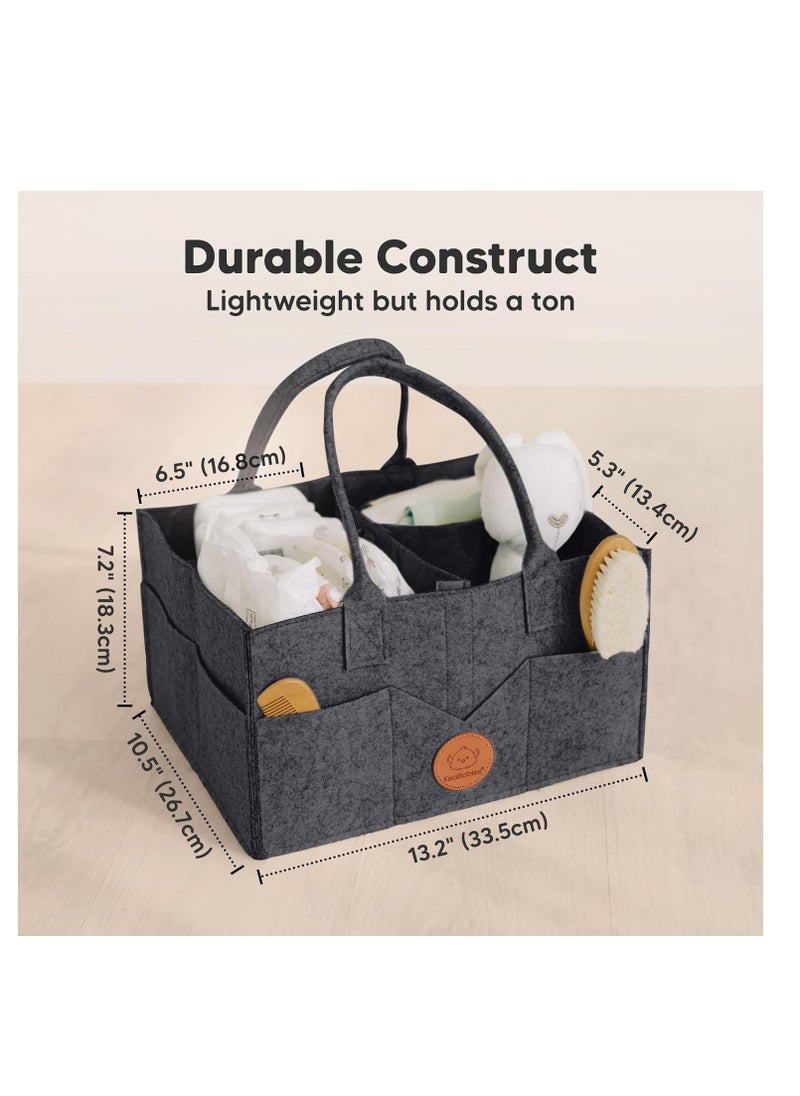 KeaBabies KeaBabies Diaper Caddy Organizer - Baby Organizer for Nursery, Car Storage Organizer, Baby Gift Basket, Changing Table Organizer, Portable Diaper Organizer Caddy for Girls, Boys (Mystic Grey)  - Image 3