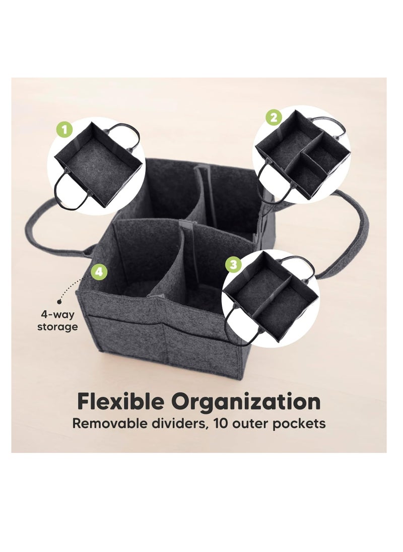 KeaBabies KeaBabies Diaper Caddy Organizer - Baby Organizer for Nursery, Car Storage Organizer, Baby Gift Basket, Changing Table Organizer, Portable Diaper Organizer Caddy for Girls, Boys (Mystic Grey)  - Image 4