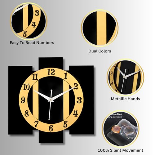 Nozvera Wall Clock for Home Decor | Designer Wall Clock for Bedroom, Living Room, Office | Stylish Modern Wooden for Home Fancy, Antique Silent (12 Inch)-Analog - Image 5