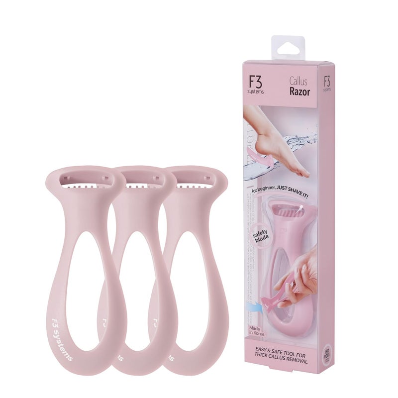 F3 Systems Callus Razor3pack Pedicure Tool Effective for Cracked Heel Ergonomic Design for Grip Safety Stainless Steel Callus Shaver Blade for Foot Care Hard RoughThick Callused Skin Remover