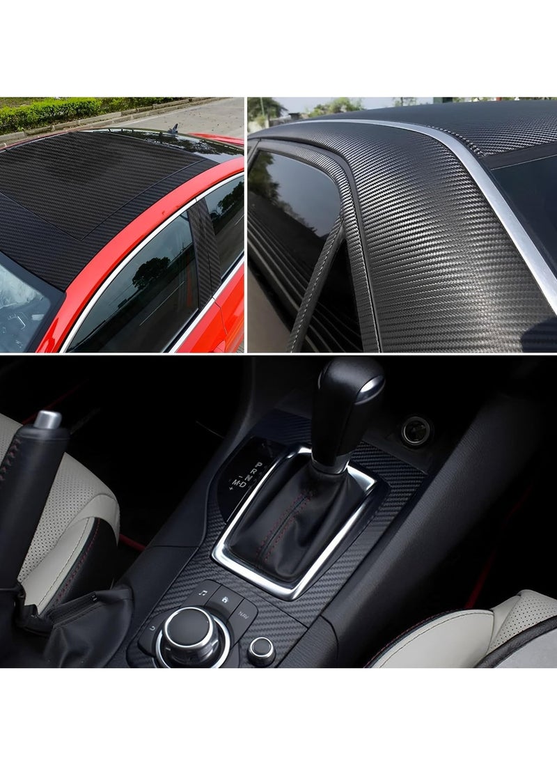 3D Black Carbon Fiber Vinyl Wrap Roll with Air-Release Technology, Self-Adhesive Car Wrap Film for DIY Exterior and Interior Auto Decals, 520 x 118 inches. - Image 4