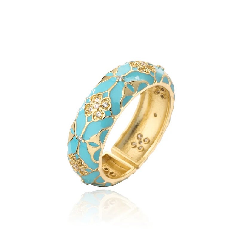 خاتم جولد بليتد أزرق فري سايز - Image 1