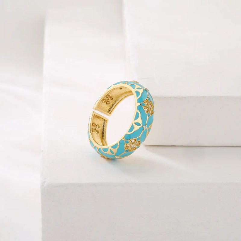 خاتم جولد بليتد أزرق فري سايز - Image 2