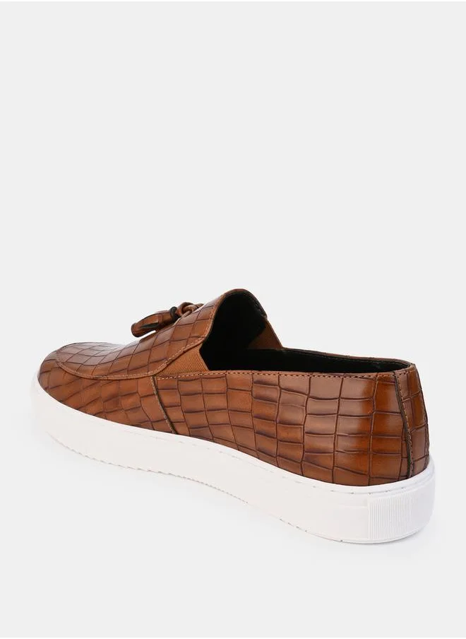 Styli Croc Embossed Slip On Loafers
