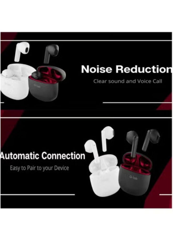 G-Tab - 🎧 G-tab Wireless Earbuds X5 – Bluetooth V5.3 Earphones with Dual Mic Noise Cancellation | Smart Touch Controls & Long Battery Life | Fast Pairing Lightweight Headset for Android, iPhone, Laptops & More | Clear Audio in Sleek White Design - Image 1