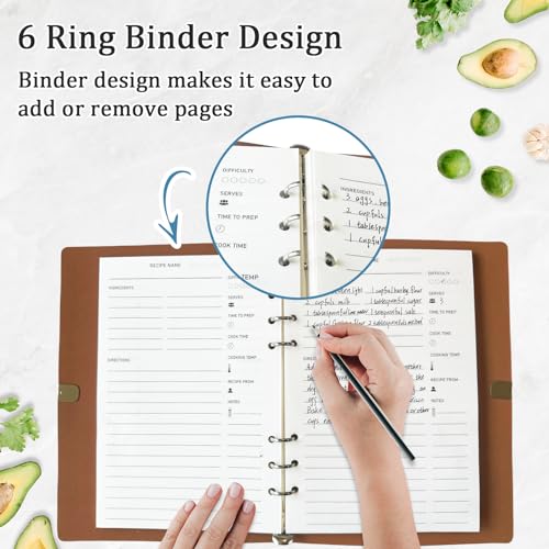 leeveel Blank Recipe Book to Write in Your Own Recipes, 5.6 X 8.2 Recipe Ring Binder with PU Leather Cover, Recipe Journal with 160 Recipes (sky blue) - Image 5