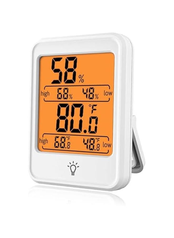 Digital Hygrometer Temperature Meter, Large Screen Battery Powered Indoor Thermometer Humidity Meter Low Power Consumption for Office for Home (White) - Image 1