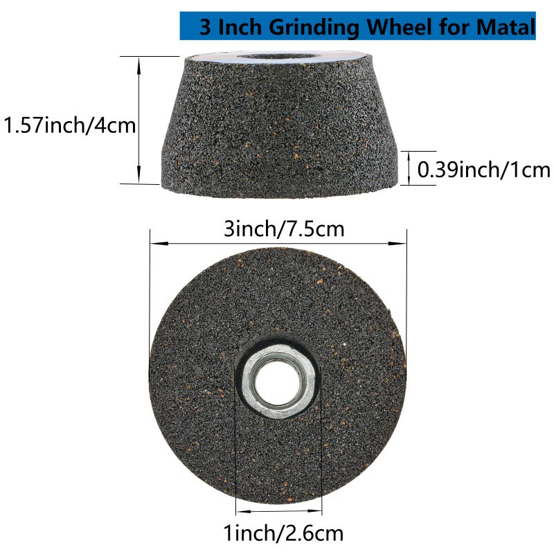 HONGUIS 3 Inch Grinding Stone Wheel for Metal,50 Grit Aluminum Oxide Flaring Grinding Cup Wheel for Rust Removing Deburring Polishing with 5/8"-11 Threaded Arbor(50 Grit) - Image 2