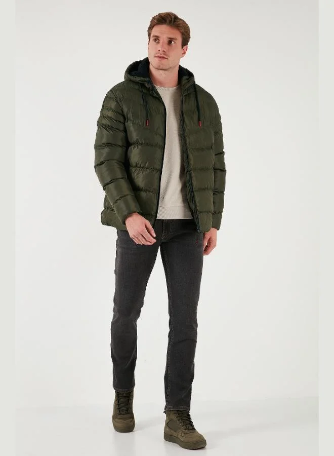 Buratti Buratti Plush Lined Hooded Zippered Slim Fit Puffer Jacket Men's COAT 5762010