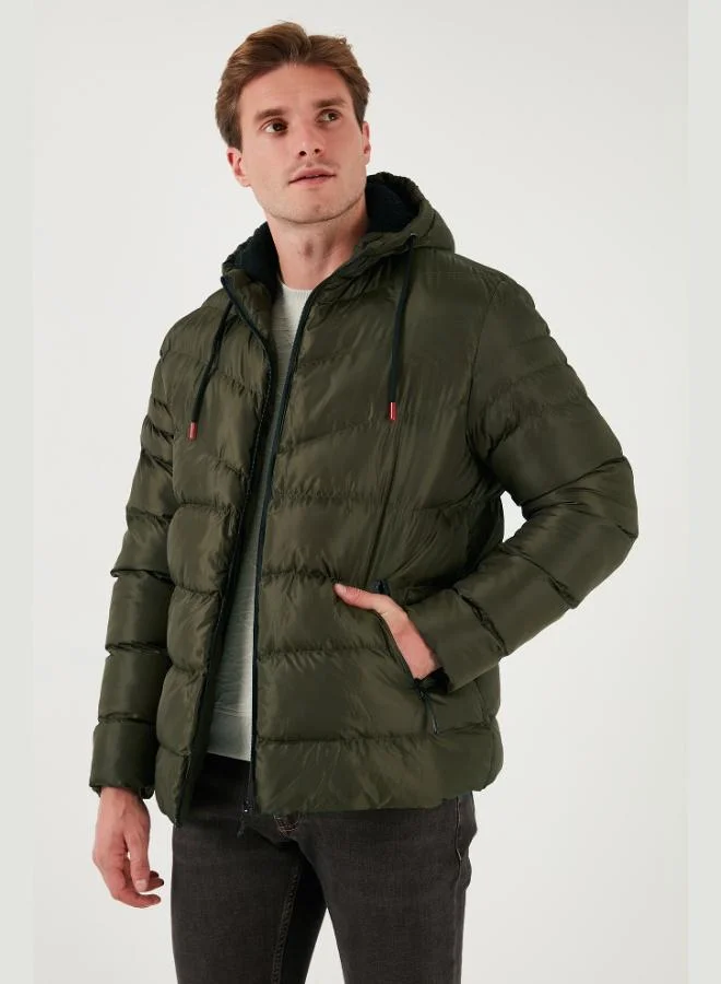 Buratti Buratti Plush Lined Hooded Zippered Slim Fit Puffer Jacket Men's COAT 5762010