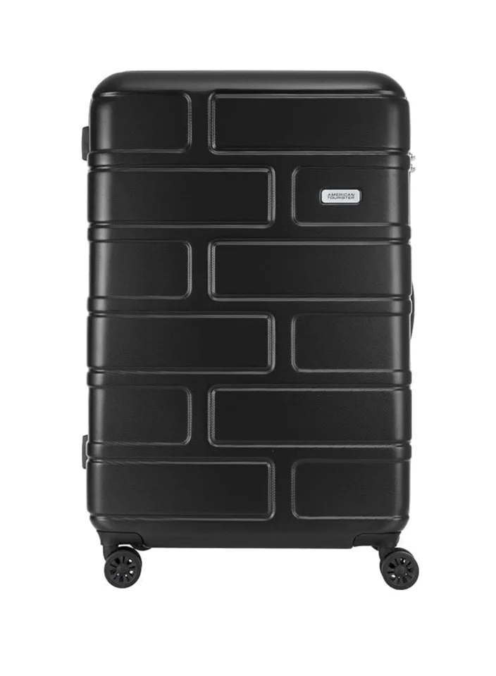 AMERICAN TOURISTER Bricklane 3pc Set (55/68/80 cm), 4 Spinner Wheels, Hard Top, Polycarbonate, Jet Black|Lightweight|Scratch & Impact Resistance|TSA Lock|Inner Mesh Zippered Pocket - 3 Years International Warranty