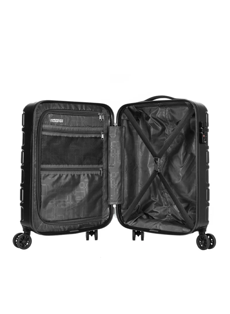 AMERICAN TOURISTER Bricklane 3pc Set (55/68/80 cm), 4 Spinner Wheels, Hard Top, Polycarbonate, Jet Black|Lightweight|Scratch & Impact Resistance|TSA Lock|Inner Mesh Zippered Pocket - 3 Years International Warranty
