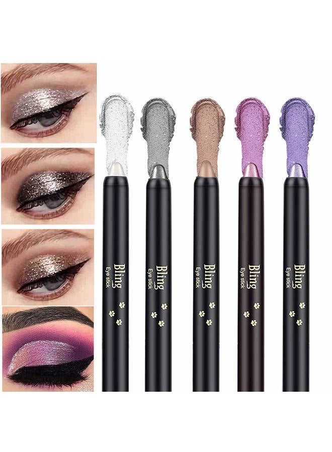 Aaiffey 5PCS Eyeshadow Stick Bright Light Shimmer,Nautral Cream Eyeshadow Pencil Hypoallergenic Eyeshadow, Waterproof & Long Lasting Starter Eyeshadow Stick Sets - Image 1