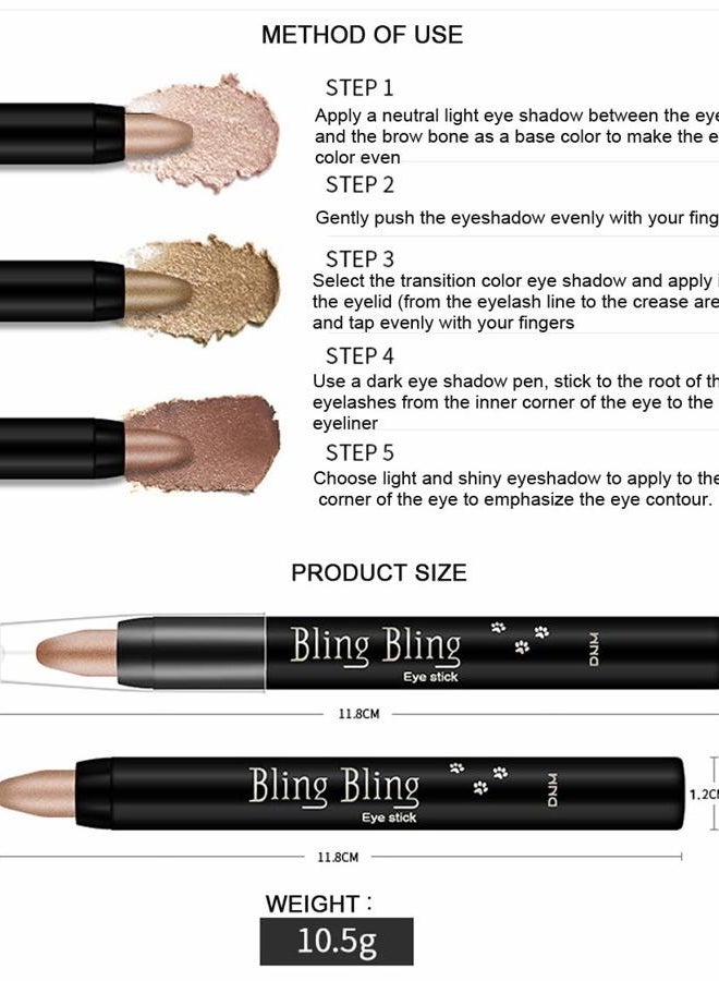Aaiffey 5PCS Eyeshadow Stick Bright Light Shimmer,Nautral Cream Eyeshadow Pencil Hypoallergenic Eyeshadow, Waterproof & Long Lasting Starter Eyeshadow Stick Sets - Image 3