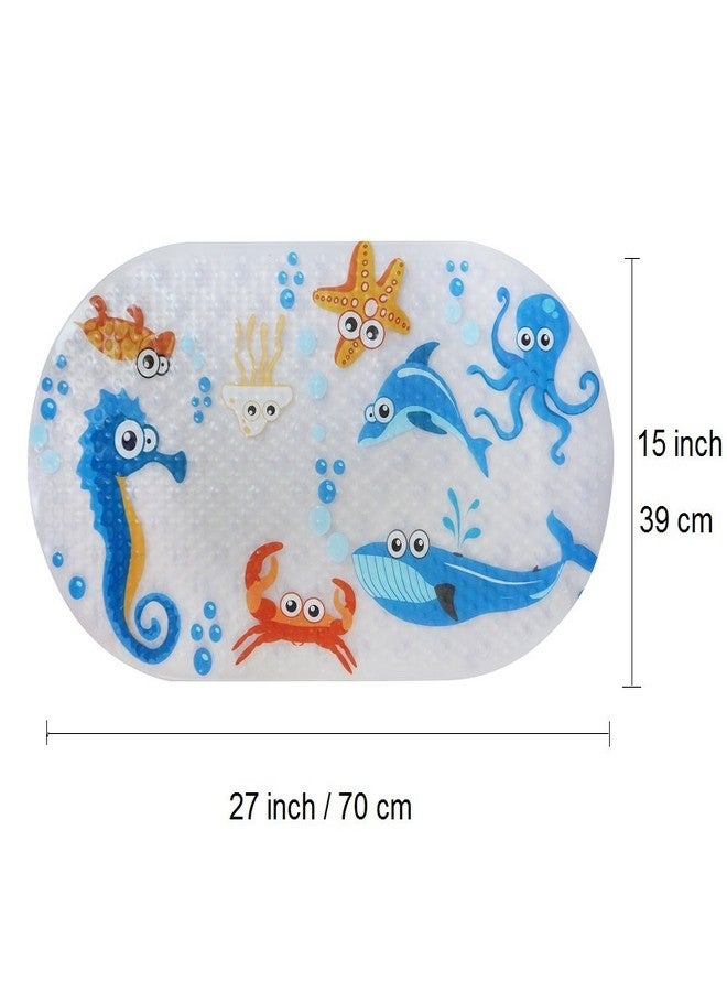 FEIDOL Non Slip Baby Bath Mat with Suction Cups for Tub, Shower Anti-Slip Mat, 27 x 15 Inch Cute Pattern Design, Bathtub Mat for Kids (Halobios) - Image 2