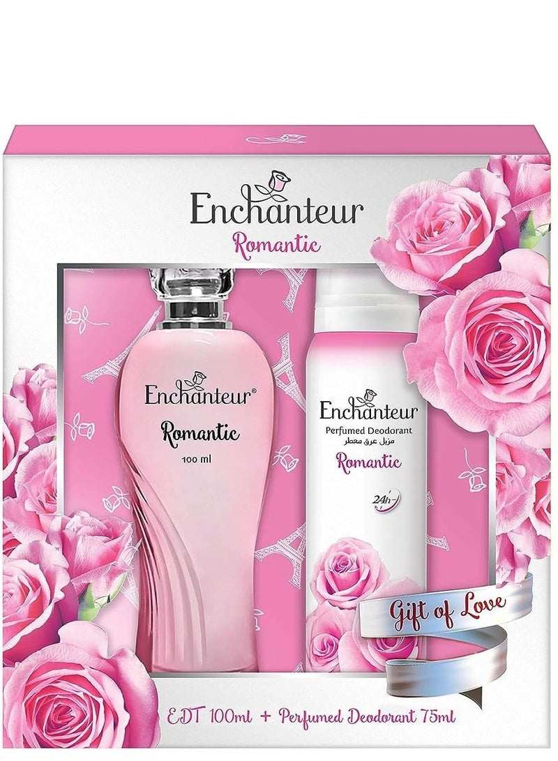 انشانتر عبوة هدايا او دي تواليت ومزيل العرق المعطر من انشانتر - هدية رومانسية للحب، 100 مل + 75 مل - Image 1
