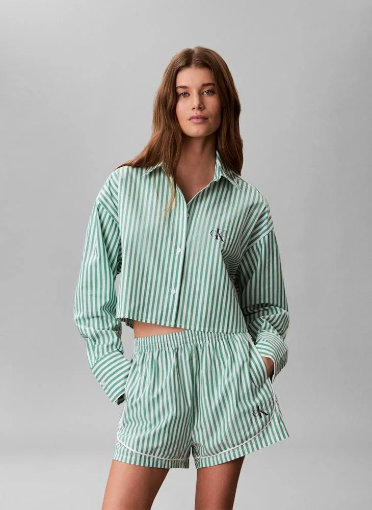 CALVIN KLEIN Casual Cropped Poplin Shirt