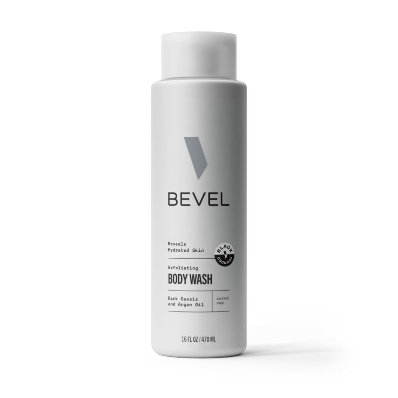 Bevel Exfoliating Body Wash for Men - Dark Cassis Scent with Charcoal and Argan Oil, 16 Oz (Packaging May Vary) - Image 1