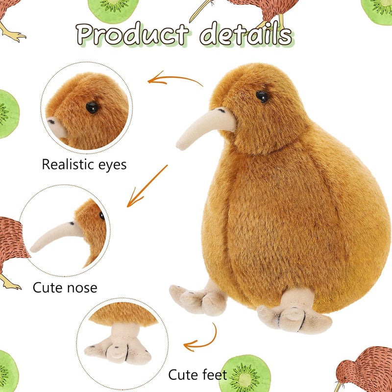 Sratte 2 Pcs Kiwi Bird Plush Toy 79 Inch Kiwi Bird Stuffed Animal Soft Toy Lifelike Furry Cute Plush Fluffy Doll Gift for Boy Girl Teens Adults Birthday Holiday Present White and Brown - Image 3
