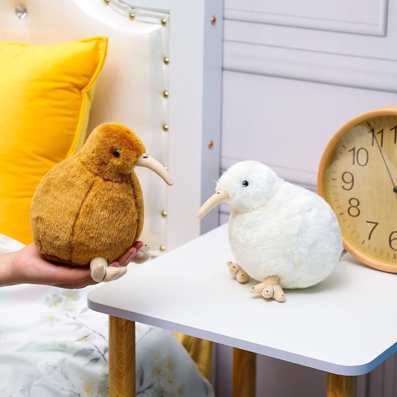 Sratte 2 Pcs Kiwi Bird Plush Toy 79 Inch Kiwi Bird Stuffed Animal Soft Toy Lifelike Furry Cute Plush Fluffy Doll Gift for Boy Girl Teens Adults Birthday Holiday Present White and Brown - Image 4