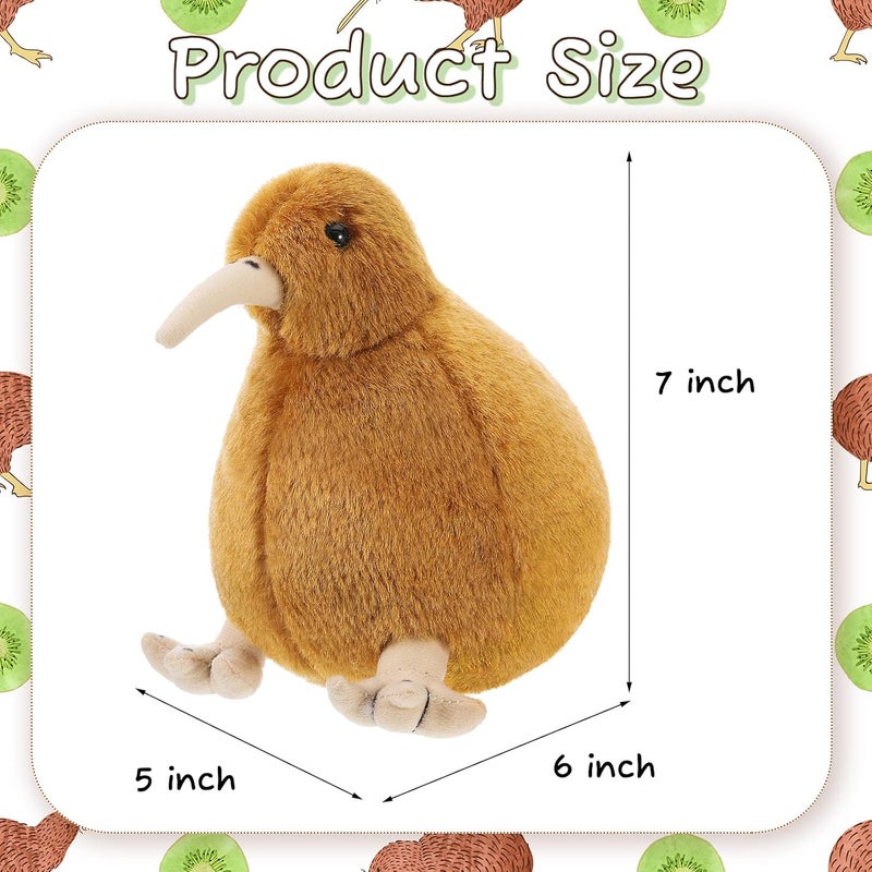 Sratte 2 Pcs Kiwi Bird Plush Toy 79 Inch Kiwi Bird Stuffed Animal Soft Toy Lifelike Furry Cute Plush Fluffy Doll Gift for Boy Girl Teens Adults Birthday Holiday Present White and Brown - Image 2