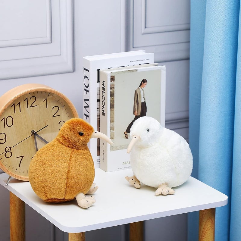 Sratte 2 Pcs Kiwi Bird Plush Toy 79 Inch Kiwi Bird Stuffed Animal Soft Toy Lifelike Furry Cute Plush Fluffy Doll Gift for Boy Girl Teens Adults Birthday Holiday Present White and Brown - Image 5