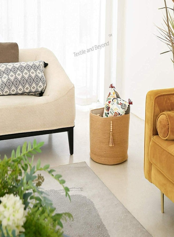 Textile and Beyond صندوق تخزين منظم من الحبال من تيكستايل آند بيوند - سلة من الجوت للفواكه والغسيل والألعاب وسلال الهدايا وصينية للأطفال لغرفة المعيشة والمطبخ والحمام (عبوة من قطعة واحدة) - Image 2