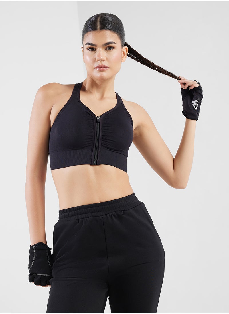 FRWD Front Zip Sports Bra With Back Cutout Detail  - Image 1