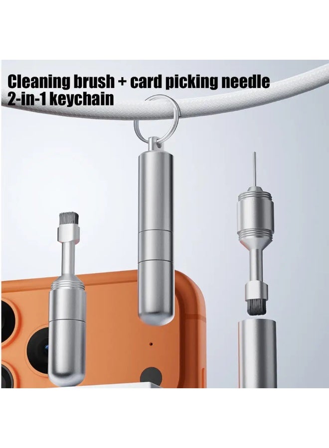Samu SIM Card Pin Tray Removal Eject +Cleaning Brush 2 IN 1 Reset Tools Needle Opener Cleaner mobile phone Pen Kit For Airpods - Image 1