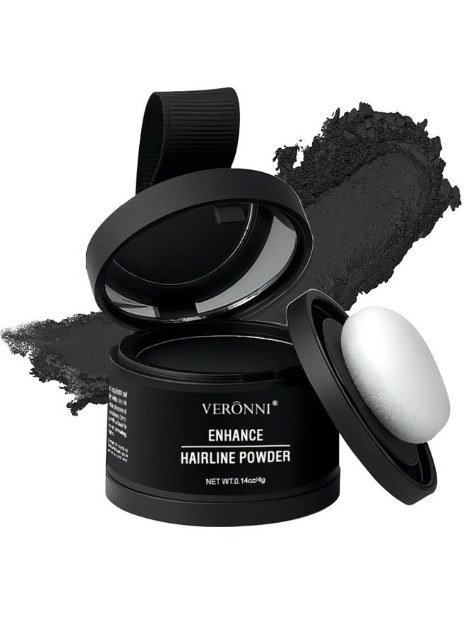 VERONNI Hairline Powder Root Touch Up Hair Color, Hairline Shadow Powder, Hairline Powder Instantly Conceals, Instant Volume And Scalp Coverage For Thinning Hair, Fast And Full Care, 100% Water Sweat Resistant (Black) - Image 1
