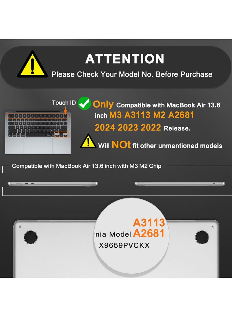 Hard Shell Plastic Case Compatible for MacBook Air 13.6 Inch M3 A3113 M2 A2681 with Retina Display & Touch ID Release 2024 2023 2022 - Supercry Crystal Clear - Image 2