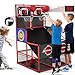 HYES 2 in 1 Dual Shot Basketball Arcade Game with 2 Dart BoardsElectronic ScoreboardLED Light Kids Basketball Hoop for Home Indoor Outdoor Sport Toys for Boys Girls - Image 2