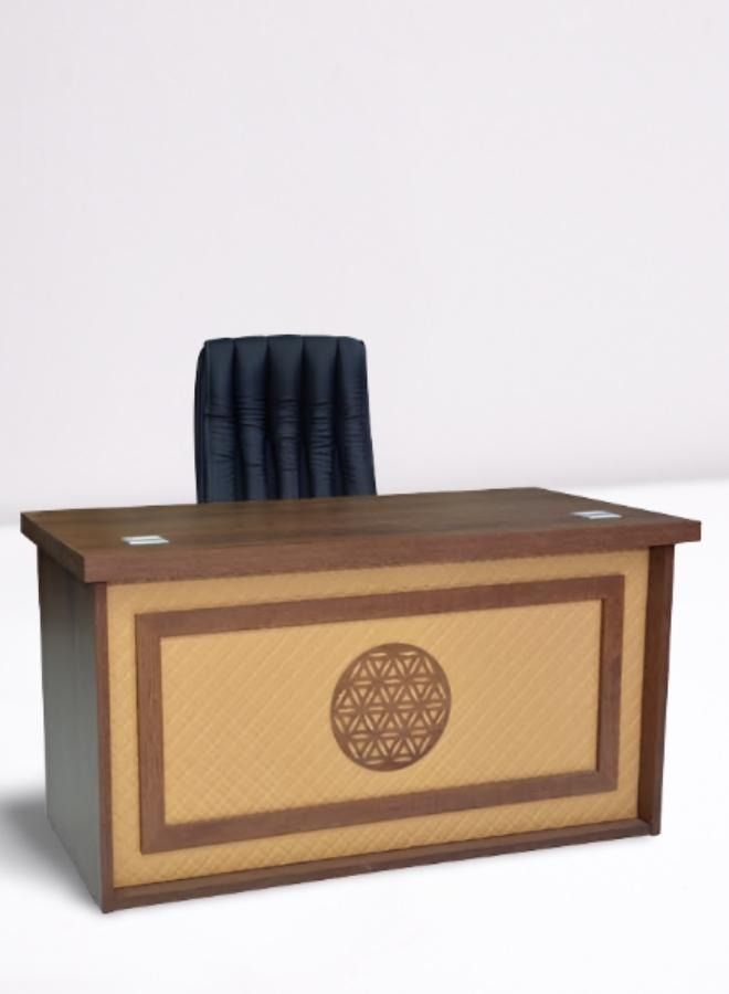 SULSHA Office Table, Boss table, Computer Table, Wooden & Leather Design 140x70x75cm - Image 1