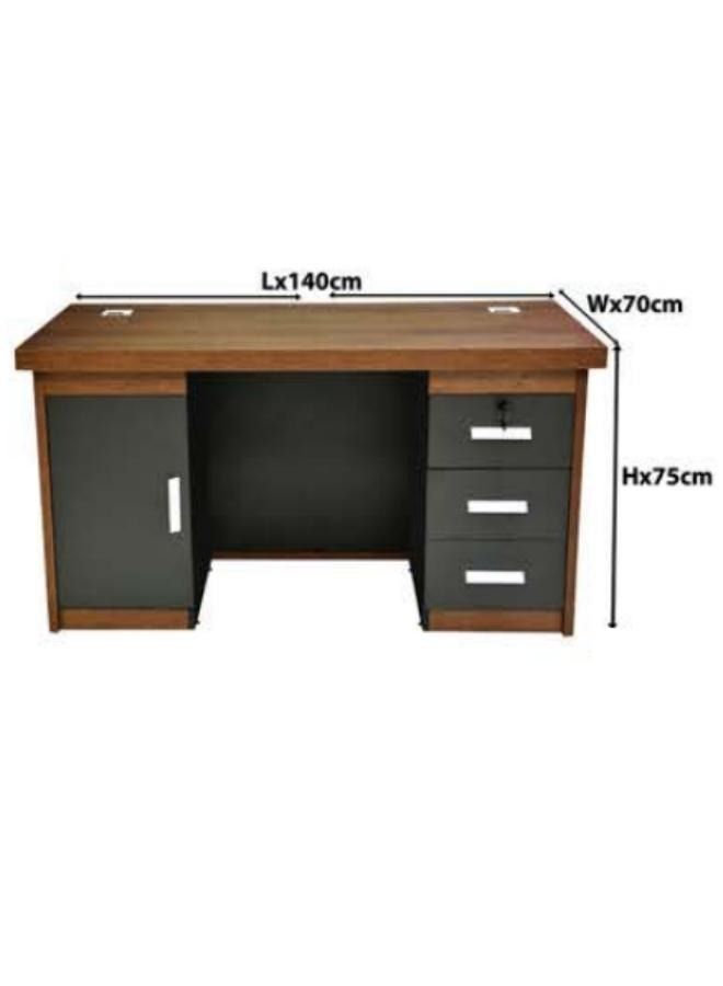 SULSHA Office Table, Boss table, Computer Table, Wooden & Leather Design 140x70x75cm - Image 3