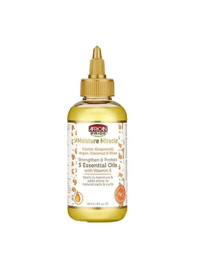 African Pride - Moisture Miracle 5 Essential Oils Castor, Grapeseed, Argan, Coconut & Olive Oil - Image 1