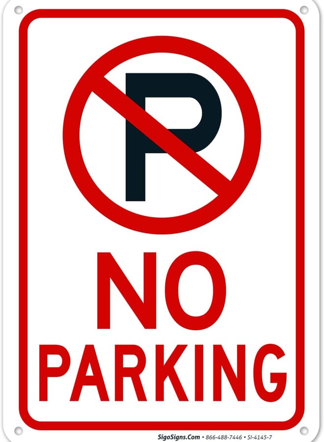 No Parking Sign With Symbol Sign, 10X7 Rust Free A