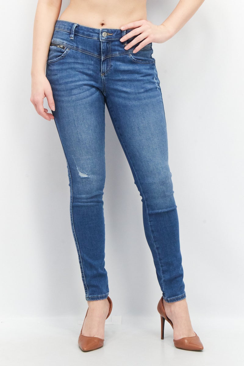 ESPRIT جينز دنيم مغسول مخصص للنساء بقصة نحيفة وقابل للتمدد، أزرق - Image 1