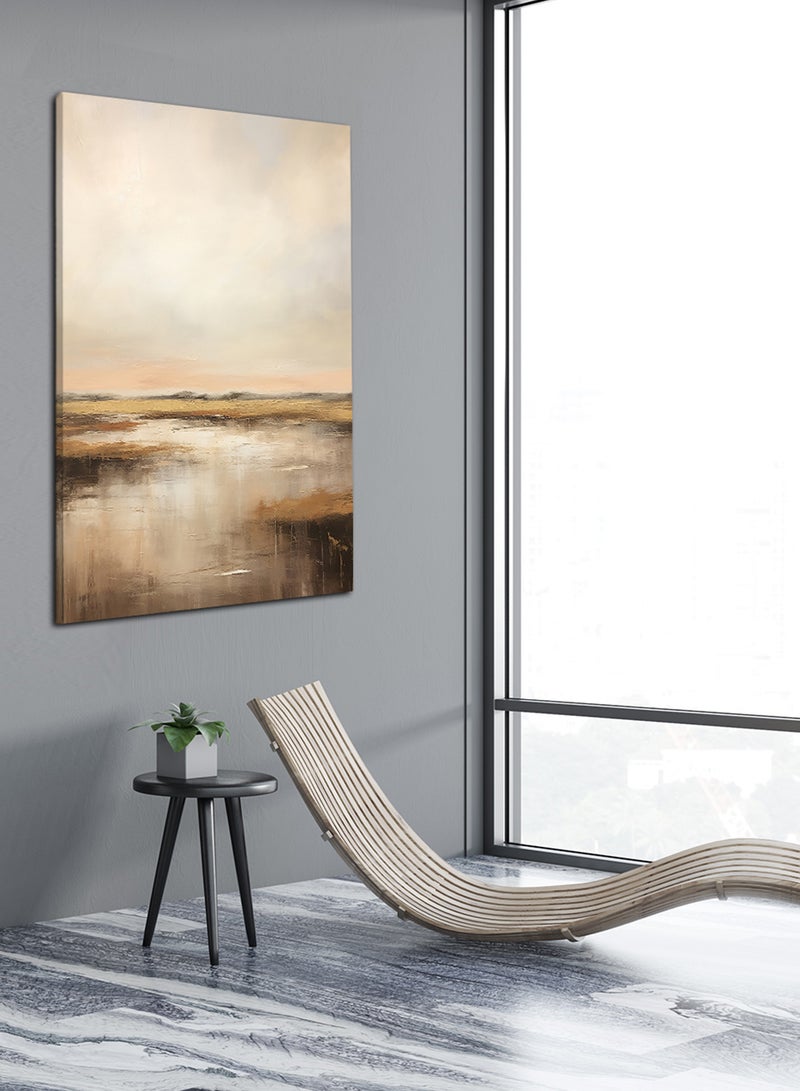 LOWHA Canvas Wall Art Stretched Over Wooden Frame with Foggy Road Painting  - Image 1