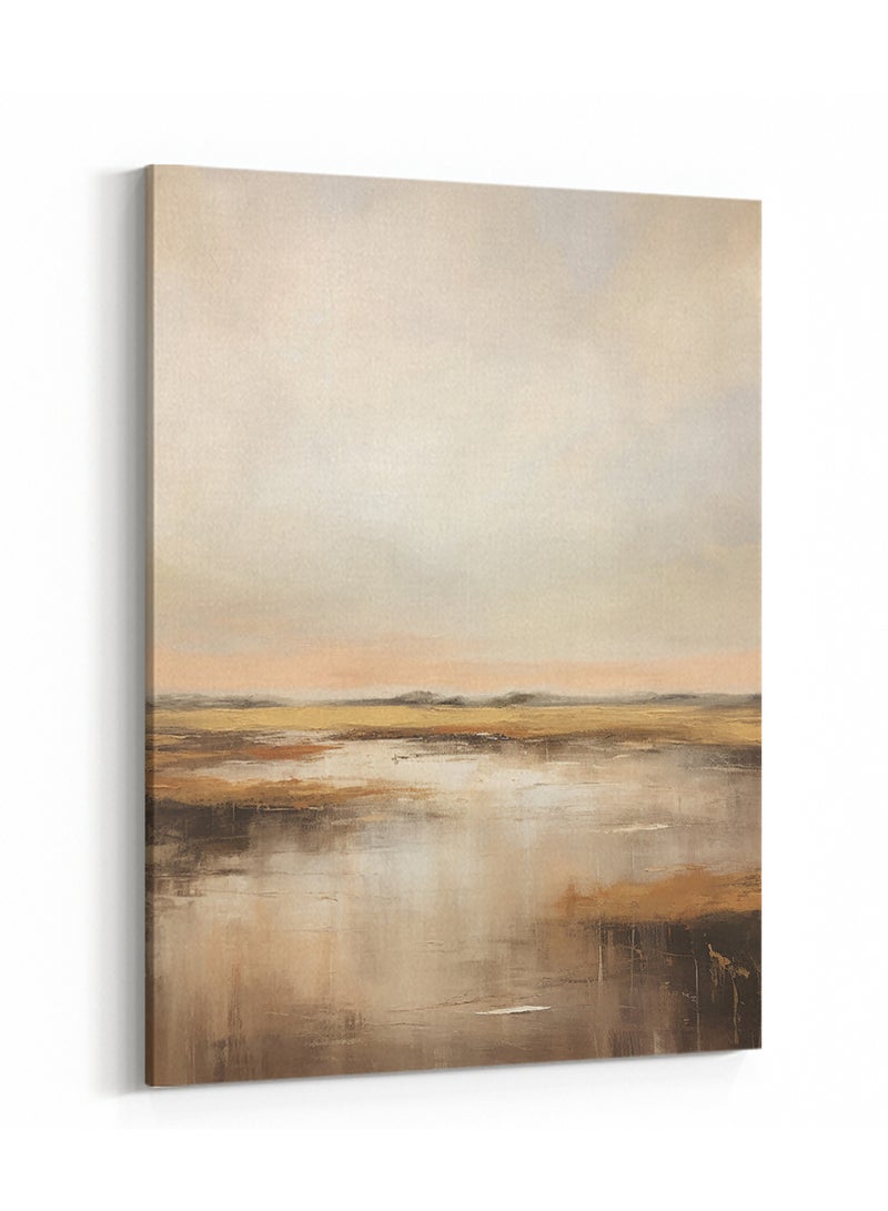 LOWHA Canvas Wall Art Stretched Over Wooden Frame with Foggy Road Painting  - Image 4