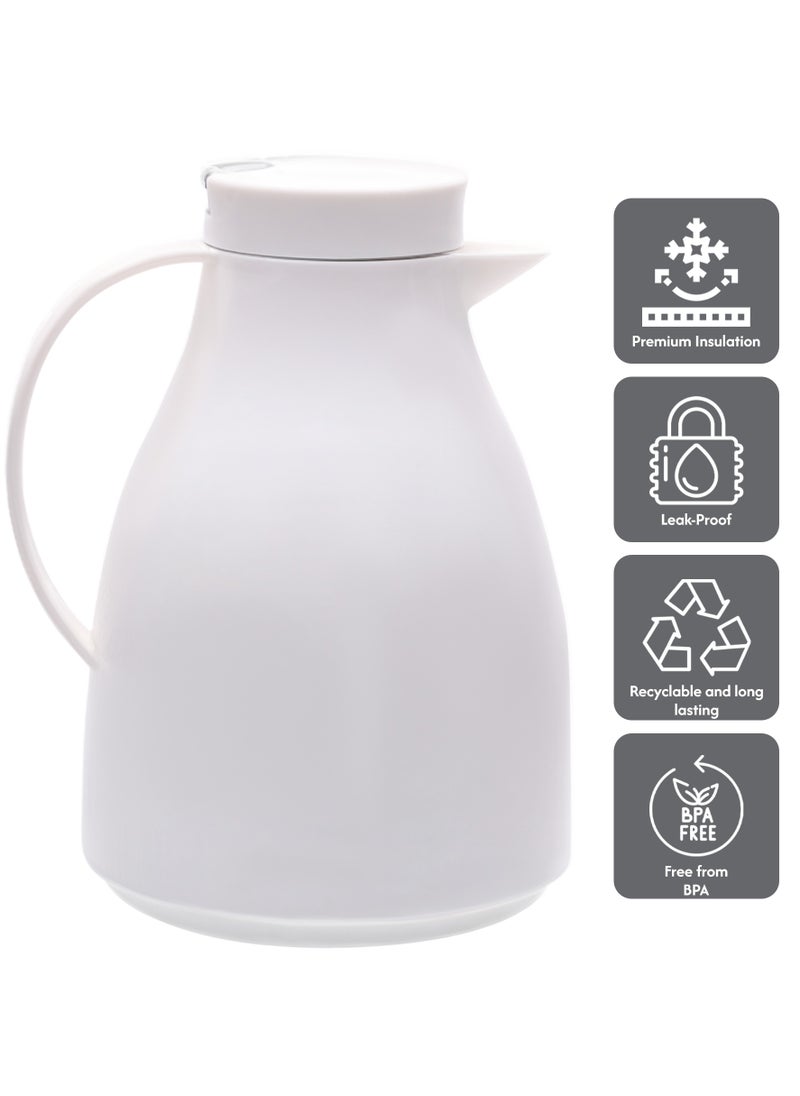Bright Home - Bright Home Vacuum Flask 1000ML Leak-Proof Insulated Thermal Flask Plastic Body With Pink Glass Liner For Tea & Coffee Used Indoor/Outdoor - Image 1